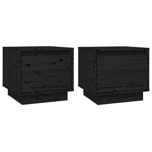 vidaXL Bedside Cabinets 2 pcs Black 35x34x32 cm Solid Wood Pine