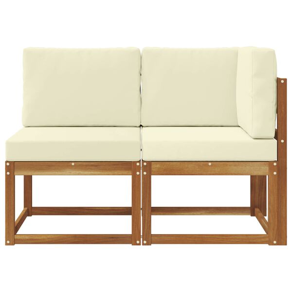 vidaXL Outdoor Middle and Corner Sofa 2 Piece Natural and Cream