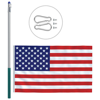 vidaXL US Flag and Pole Aluminium 6 m
