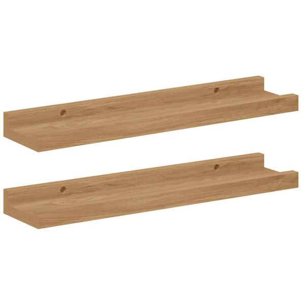 vidaXL Wall Shelf with Shelf 2 pcs Brown 40 x 9 x 3 cm Engineered Wood