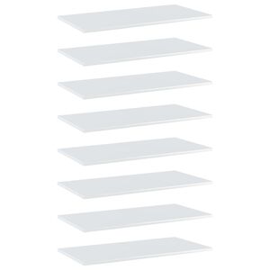 vidaXL Bookshelf Boards 8 pcs High Gloss White 80x40x1,5 cm Engineered Wood