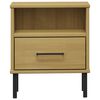 vidaXL Bedside Cabinet with Metal Legs Brown Solid Wood Pine OSLO