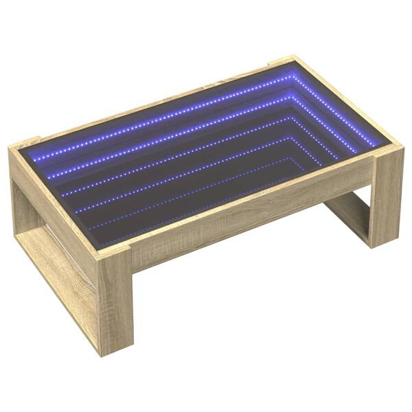 vidaXL Coffee Table with Infinity LED Sonoma Oak 90x53x30 cm