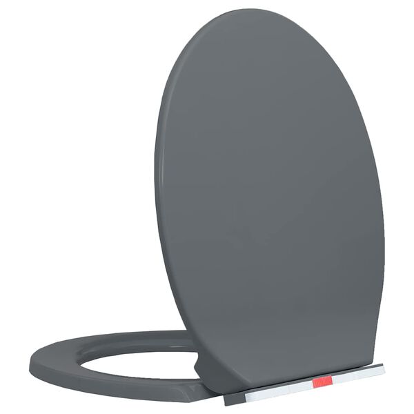 vidaXL Soft-Close Toilet Seat Quick Release Grey Oval