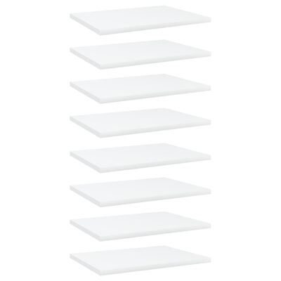 vidaXL Bookshelf Boards 8 pcs White 40x30x1.5 cm Engineered Wood