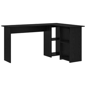 vidaXL Desk Black Oak 142 x 102 x 73 cm Engineered Wood