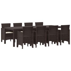 vidaXL Garden Dining Set 9 pcs Brown Polt rattan