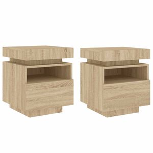 vidaXL Bedside Cabinets with LED Lights 2 pcs Sonoma Oak 40x39x48.5 cm
