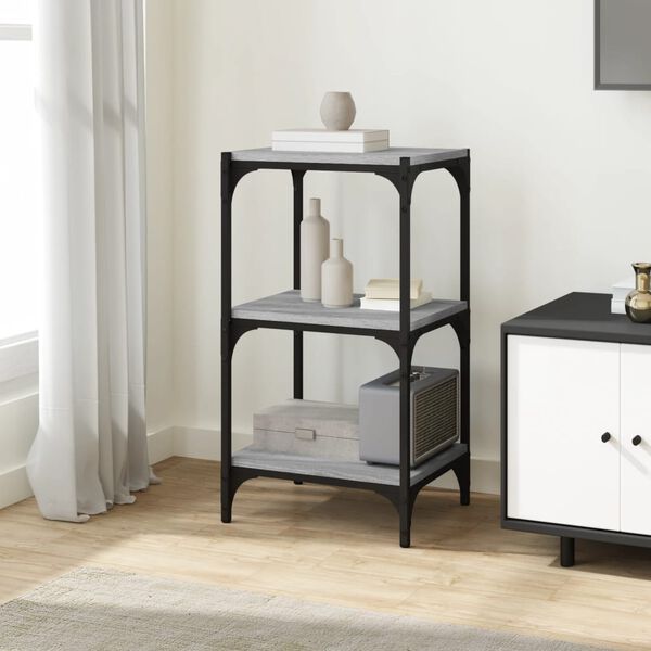 vidaXL Book Cabinet Grey Sonoma 40x33x70.5 cm Engineered Wood and Steel