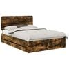 vidaXL Bed Frame with Drawer Smoked Oak 160 x 200 cm Engineer Wood