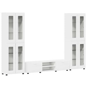 vidaXL TV Cabinet Set with Drawer FLORIN White Engineered Wood