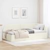 vidaXL Corner Bed Frame with Headboard Cream 90 cm x 200 cm Fabric