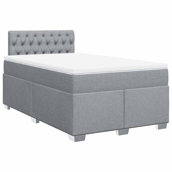 vidaXL Box Spring Bed with Mattress Light Grey 120x190 cm Fabric