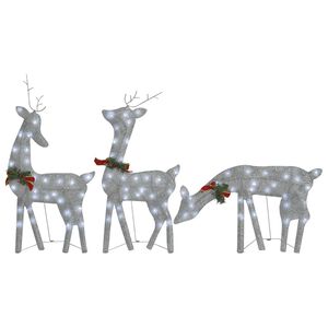 vidaXL Christmas Reindeer Family | Set of 3 | Silver | Fabric | Large