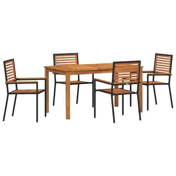 vidaXL Garden Dining Set 5 pcs Black Solid Acacia Wood