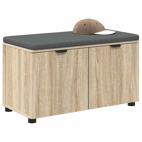 vidaXL Hall Bench with Cushion with Storage Sonoma Oak 80 x 46 x 46 cm