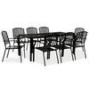 vidaXL 9 Piece Outdoor Dining Set Steel Black