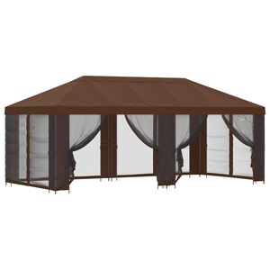 vidaXL Garden Gazebo with Sidewalls 6 x 3 m Brown Polyester and Steel