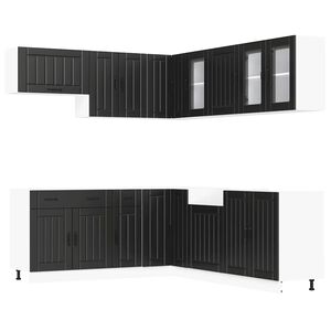 vidaXL 11 Piece Kitchen Cabinet Set "Lucca" Black Engineered Wood