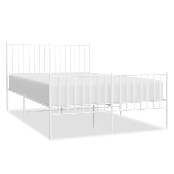 vidaXL Metal Bed Frame without Mattress with Footboard White 120x200cm