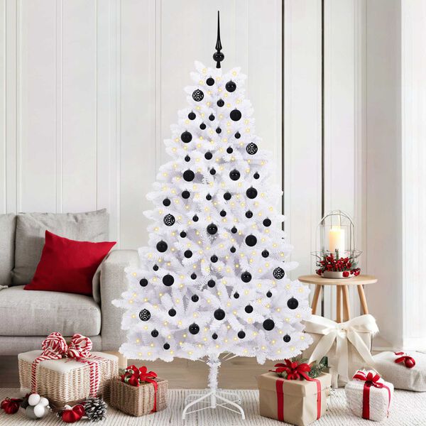 vidaXL Artificial Hinged Christmas Tree White 180 cm PVC and Steel