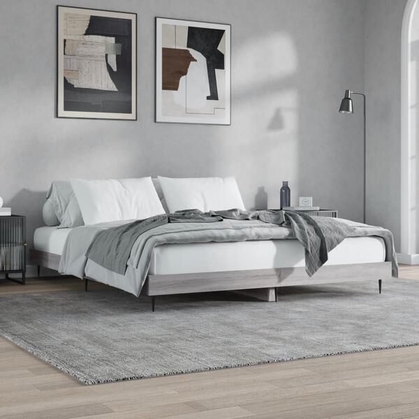 vidaXL Bed Frame without Mattress Grey Sonoma 180x200 cm Super King Engineered Wood