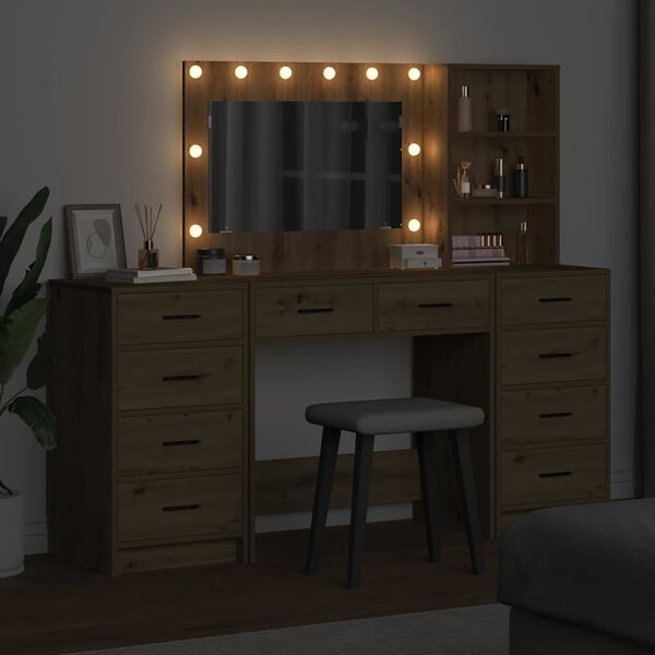 vidaXL Dressing Table with Drawer 3 pcs Artisan Oak Engineered Wood