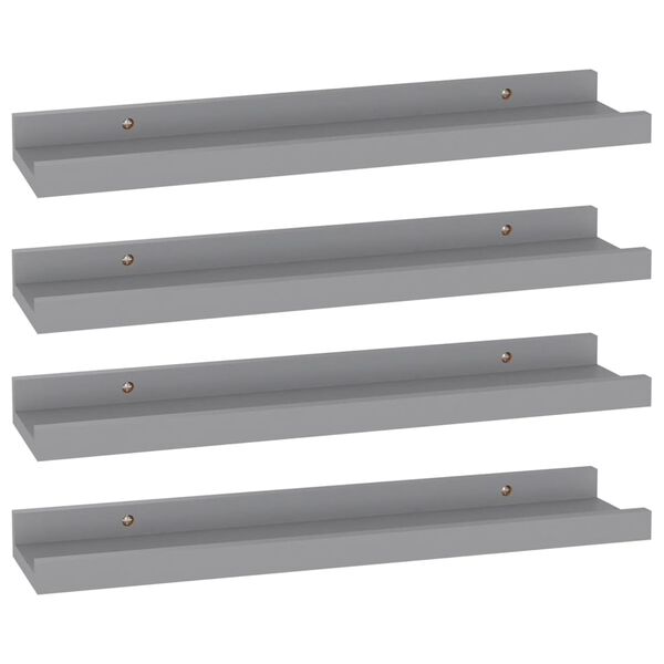 vidaXL Wall Shelves 4 pcs Grey 40x9x3 cm