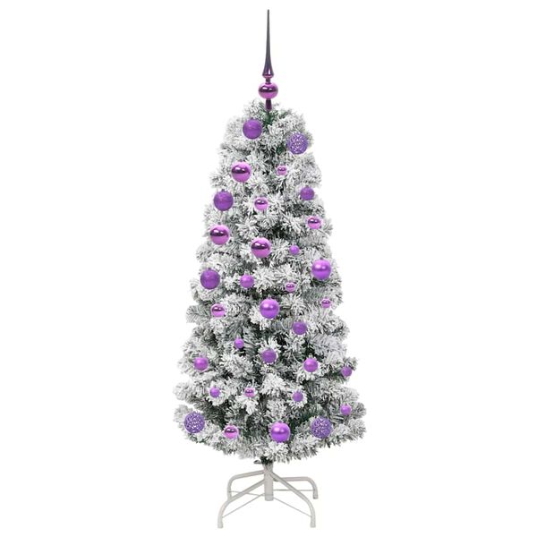 vidaXL Artificial Hinged Christmas Tree Green and White 120 cm