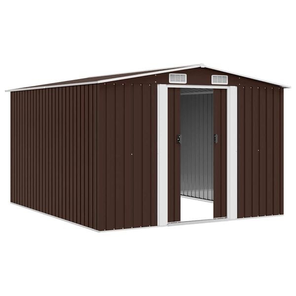 vidaXL Garden Shed 257x298x178 cm Metal Brown