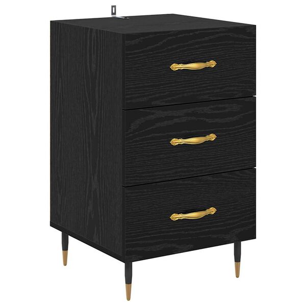 vidaXL Bedside Cabinet Black Oak 40 x 40 x 66 cm Engineered Wood