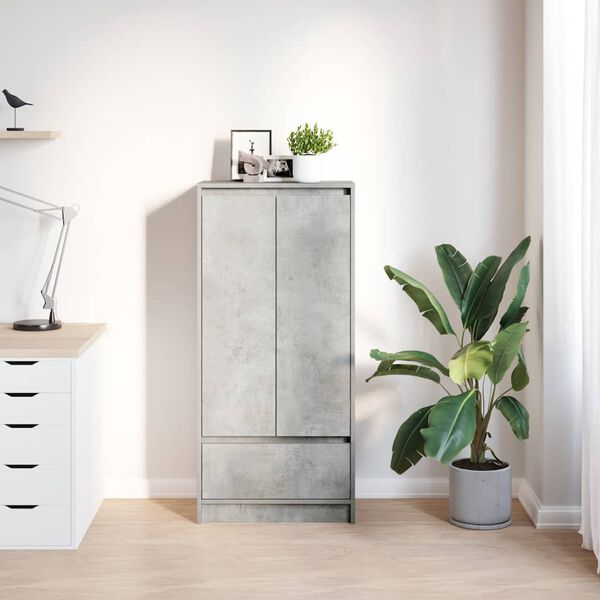 vidaXL Cabinet with Drawer Concrete Grey 55.5x34x119.5 cm Engineered Wood
