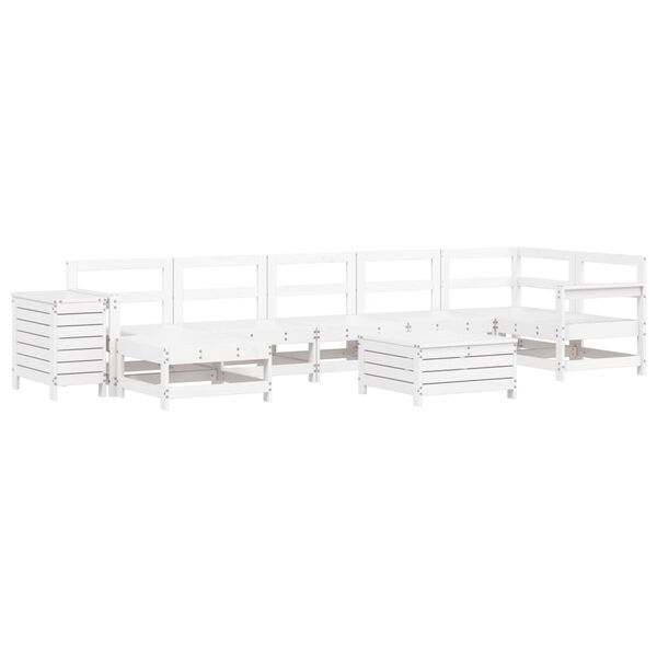 vidaXL 9 Piece Garden Sofa Set White Solid Wood Pine