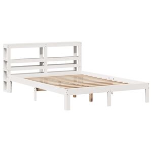 vidaXL Bed Frame with Headboard without Mattress White 135x190 cm Double