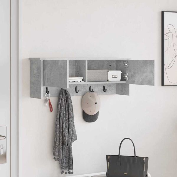 vidaXL Wall-Mounted Coat Rack with Shelf Concrete Grey 80 x 20 x 30 cm