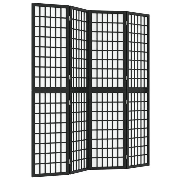 vidaXL Folding 4-Panel Room Divider Japanese Style 160x170 cm Black
