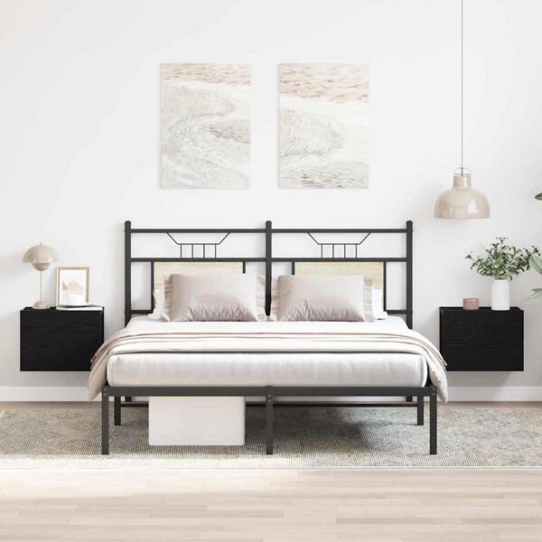 vidaXL Bedside Cabinet 2 pcs Black Oak 40 x 30 x 30 cm Engineered Wood