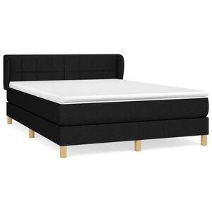 vidaXL Box Spring Bed with Mattress Black 140x190 cm Fabric
