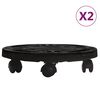 vidaXL Plant Trolleys with Wheels 2 pcs Diameter 30 cm Black 170 kg