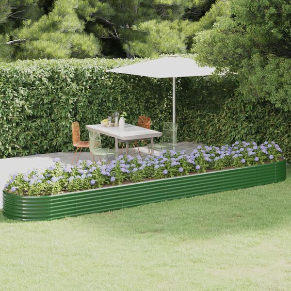 vidaXL Garden Raised Bed Galvanised Steel 507x100x36 cm Green