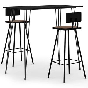 vidaXL Bar Set | Black | MDF | Standard | Footrest | Bar Set | Rectangular