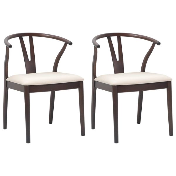 vidaXL Dining Chair 2 pcs Light Brown and Light Solid Rubber Wood
