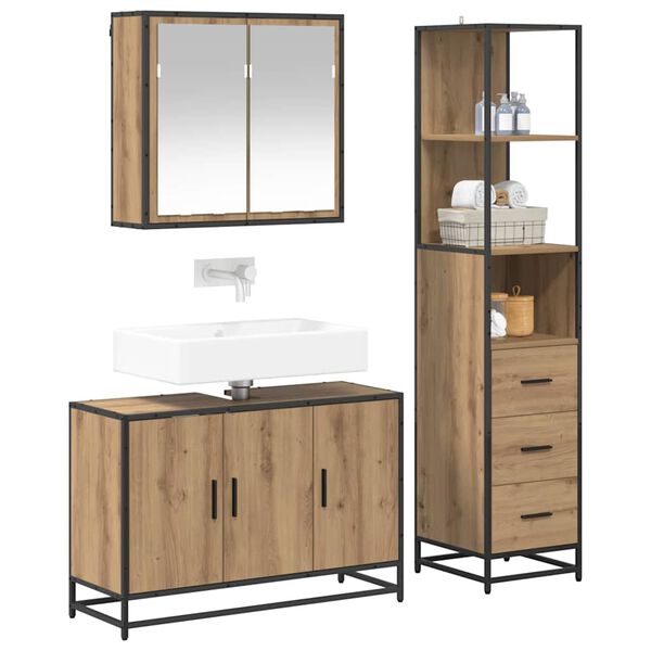 vidaXL Bathroom Furniture Set 3 pcs Artisan Oak Engineered Wood