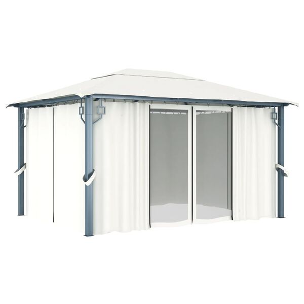 vidaXL Gazebo with Curtain 400 x 300 cm Cream Aluminium