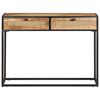 vidaXL Console Table 100x35x75 cm Rough Mango Wood and Natural Cane
