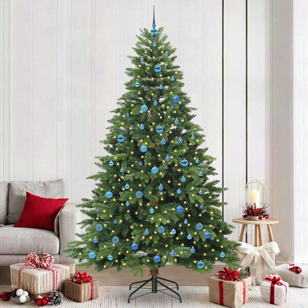 vidaXL Artificial Christmas Tree with 300 LEDs Green 240 cm PE and PVC