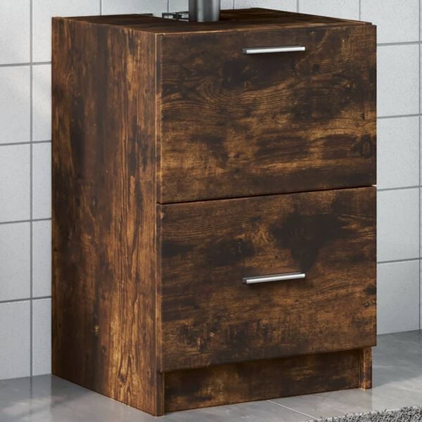 vidaXL Sink Cabinet Smoked Oak 40x37x59 cm Engineered Wood
