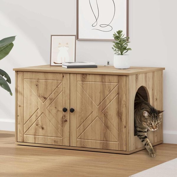 vidaXL Cat House Artisian Oak 85 x 55 x 50 cm Engineered Wood