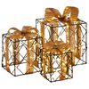 vidaXL Lighted Christmas Gift Box 3 pcs 150 LEDs Warm White