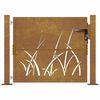 vidaXL Garden Gate 100x75 cm Corten Steel Grass Design